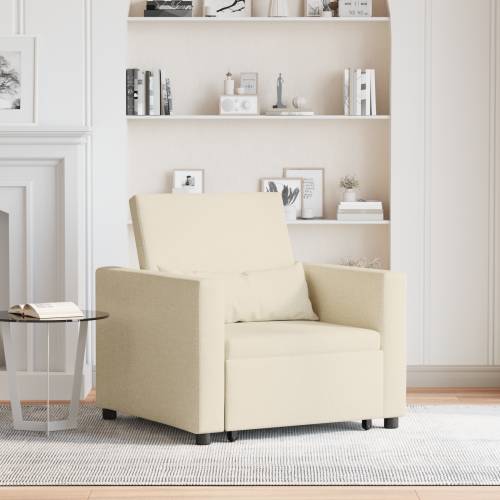 3-u-1 Singl Sofa Krevet Pretvarač Krem Tkanina Cijena
