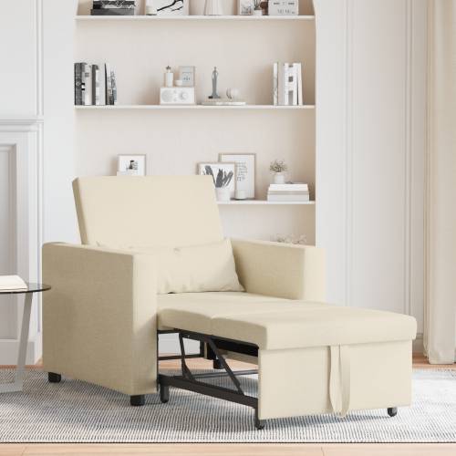3-u-1 Singl Sofa Krevet Pretvarač Krem Tkanina Cijena