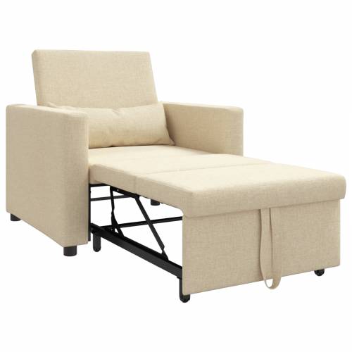3-u-1 Singl Sofa Krevet Pretvarač Krem Tkanina Cijena