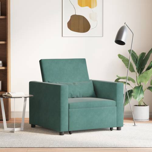 3-u-1 pojedinačna sofa na razvlačenje tamnozelena baršunasta Cijena