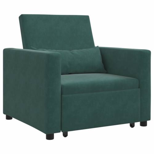 3-u-1 pojedinačna sofa na razvlačenje tamnozelena baršunasta Cijena