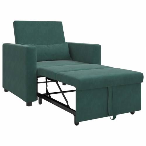 3-u-1 pojedinačna sofa na razvlačenje tamnozelena baršunasta Cijena