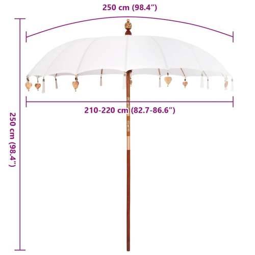 Suncobran Krema x 250 cm Pamuk i čvrsto drvo Cijena