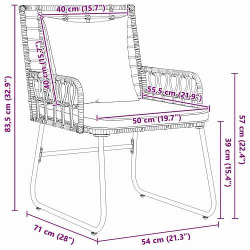 Vrtni set za objed 3 pcs Crna, Antracit 113 x 69 x 83 cm Cijena