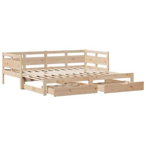 Dnevni krevet na razvlačenje s ladicama bez madraca 90 x 190 cm - Prirodna 90 x 190 cm Cijena