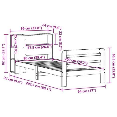 Okvir kreveta bez madraca 90 x 200 cm od masivne borovine - Prirodna 90 x 200 cm Cijena