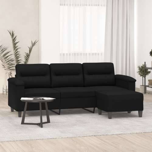 Trosjed s tabureom crni 180 cm od mikrovlakana - Crna Cijena