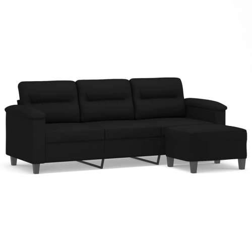 Trosjed s tabureom crni 180 cm od mikrovlakana - Crna Cijena