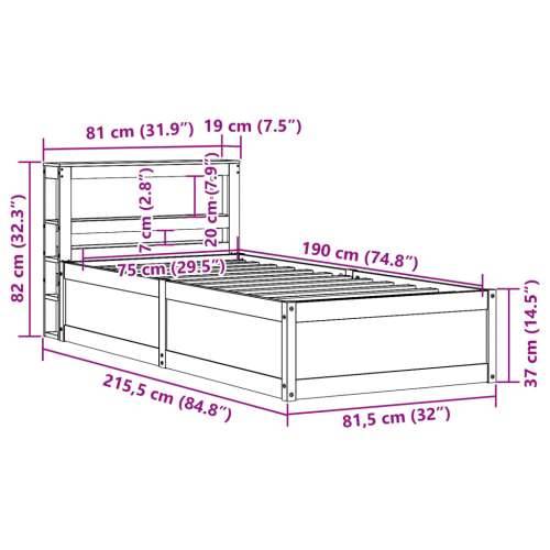 Okvir kreveta s uzglavljem bijeli 75x190 cm od borovine - Bijela 75 x 190 cm Cijena