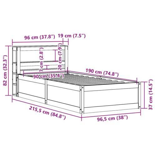 Okvir kreveta s uzglavljem bijeli 90 x 190 cm od borovine - Bijela 90 x 190 cm Cijena
