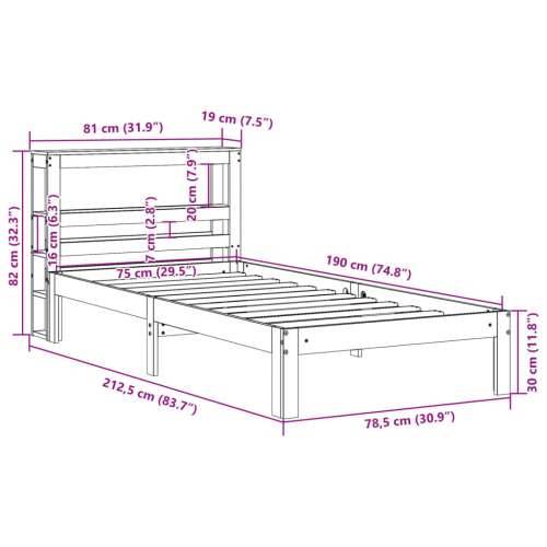Okvir kreveta s uzglavljem bijeli 75x190 cm od borovine - Bijela 75 x 190 cm Cijena