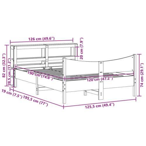 Okvir kreveta s uzglavljem bijeli 120 x 190 cm od borovine - Bijela 120 x 190 cm Cijena