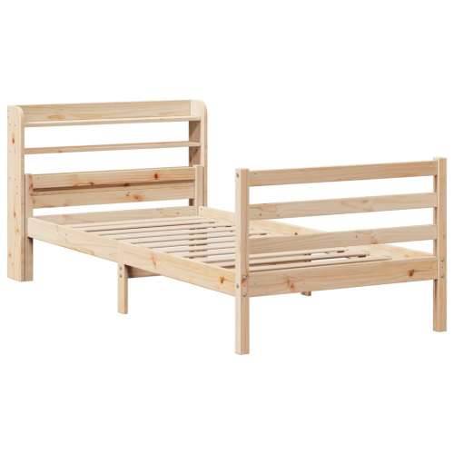 Okvir kreveta s uzglavljem 90 x 200 cm od masivne borovine - Smeđa 90 x 200 cm Cijena