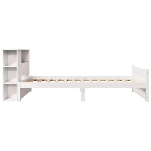 Krevet s regalom z knjige bez madraca bijeli 100x200cm borovina - Bijela 100 x 200 cm Cijena