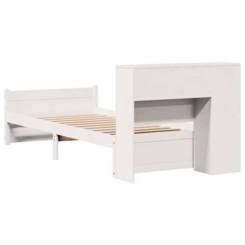 Krevet s regalom z knjige bez madraca bijeli 100x200cm borovina - Bijela 100 x 200 cm Cijena