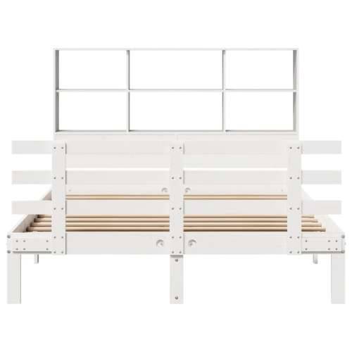 Krevet s regalom z knjige bez madraca bijeli 120x190cm borovina - Bijela 120 x 190 cm Cijena