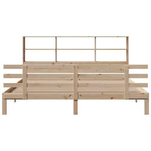 Krevet s regalom za knjige bez madraca 200 x 200 cm od borovine - Prirodna 200 x 200 cm Cijena