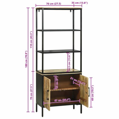Visoki ormar 70x35x180 cm Od čvrstog grubog mangovog drva Cijena