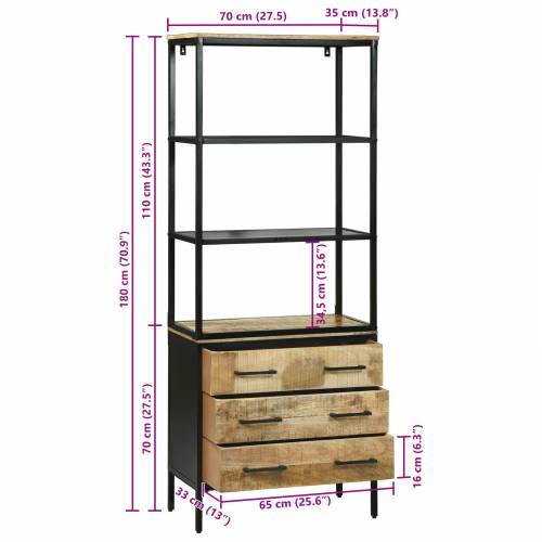 Highboard 70x35x180 cm Čvrsto hrapavo drvo mango Cijena