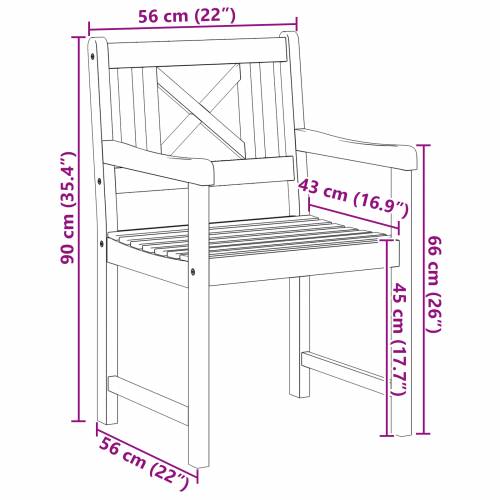 vrtne stolice 6 kom 56x55.5x90 cm čvrsto drvo akacije Cijena