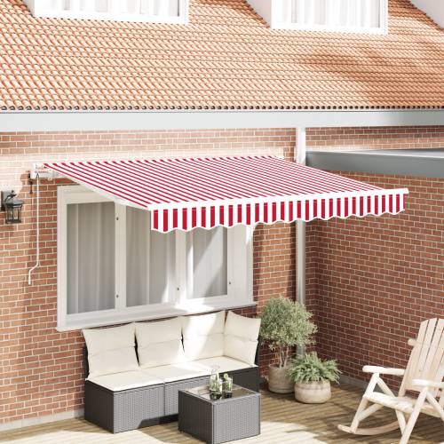 Automatski uvlakač suncobrana Crvena i bijela 350x200 cm Cijena