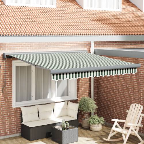 Ručno uvlačna tenda zelena i bijela 350x250 cm Cijena