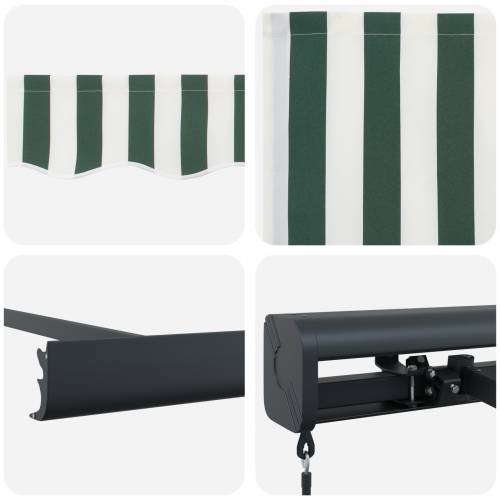 Ručno uvlačna tenda zelena i bijela 350x250 cm Cijena