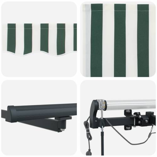 Automatska uvlačiva tenda s LED-om Zelena i bijela 400 x 300 cm Cijena