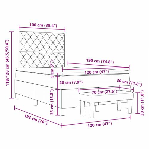 Krevet s kutijom s madracem i klupom Svjetlosiva 120x190 cm Baršun Cijena