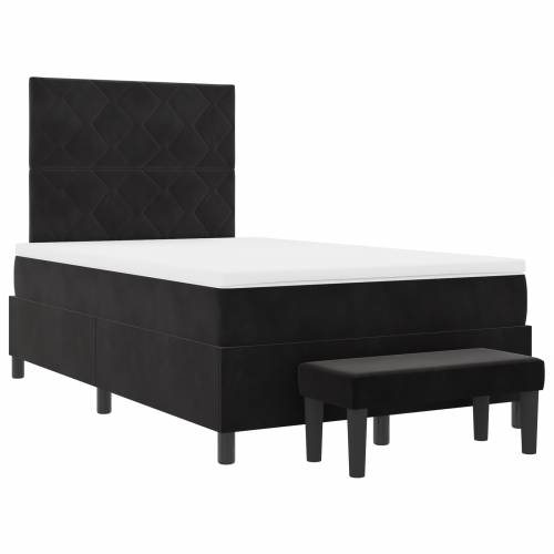 Box Spring krevet s madracem i klupom crni 120x190 cm baršun Cijena