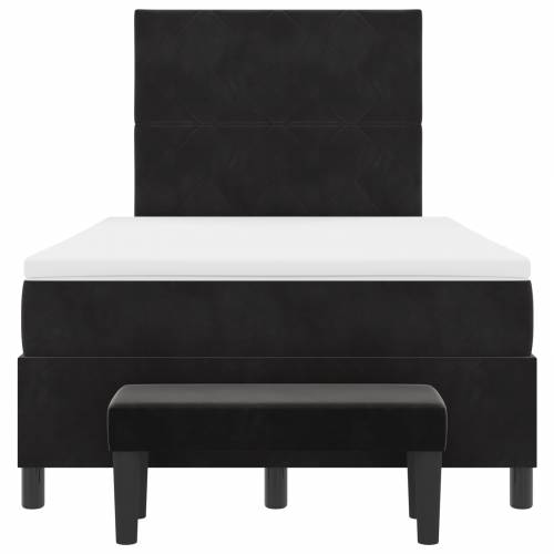 Box Spring krevet s madracem i klupom crni 120x190 cm baršun Cijena