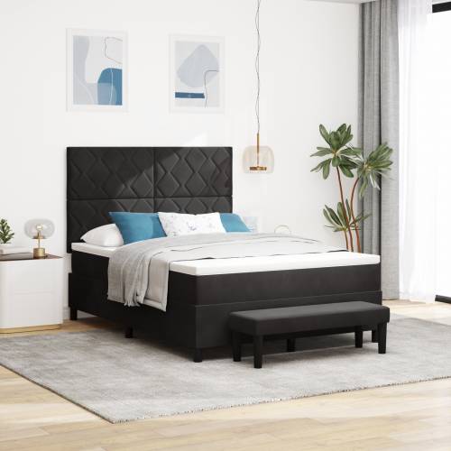 Krevet s box spring sistemom s madracem i klupom crni 140x190 cm baršun Cijena