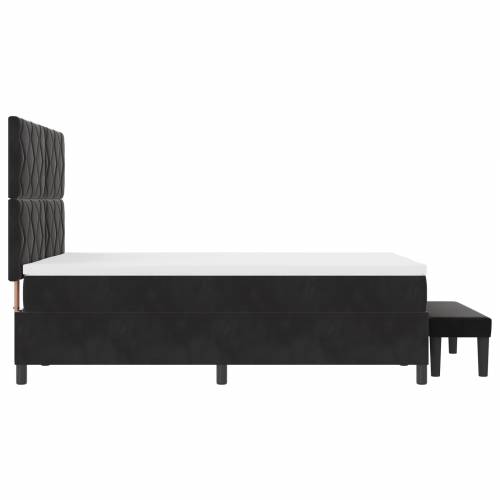 Krevet s box spring sistemom s madracem i klupom crni 140x190 cm baršun Cijena