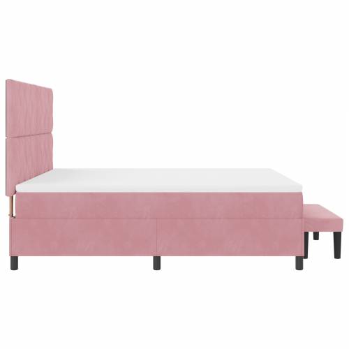 Krevet s box springom i madracem & klupa Ružičasta 180x200 cm Velur Cijena
