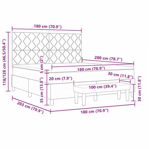 Krevet s box springom i madracem & klupa Ružičasta 180x200 cm Velur Cijena