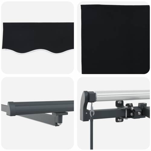 Ručna uvlačiva tenda s LED svjetlom Crna 600x300 cm Cijena