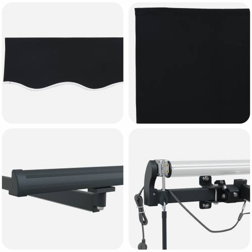 Automatska uvlačiva tenda s LED crna 600x300 cm Cijena