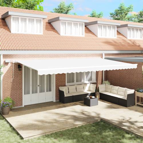 ručno upravljana uvlačiva tenda s LED bijela 600x300 cm Cijena
