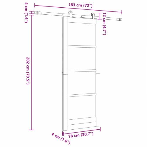klizna vrata s setom hardvera Bijela 78x202 cm Čvrsta drvena bor Cijena