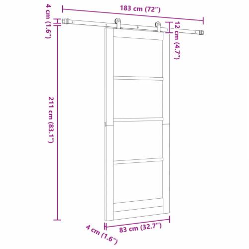 klizna vrata s hardverskim setom Bijela 83x211 cm Čvrsto drvo Bor Cijena