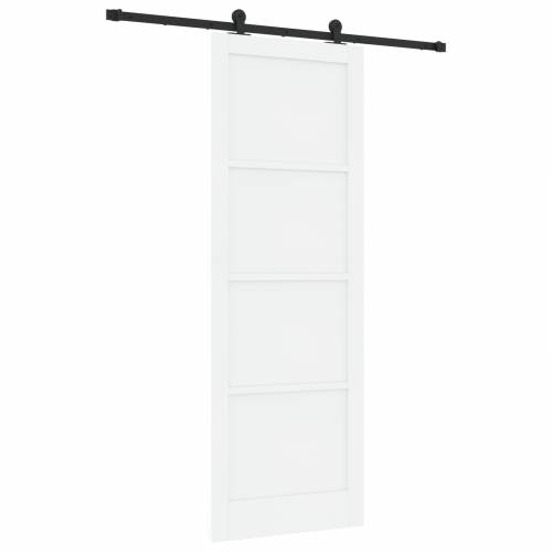 Klizna vrata s setom hardvera Bijela 83x232 cm Čvrsti drvo Bor Cijena