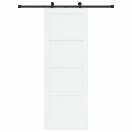Klizna vrata s setom hardvera Bijela 83x232 cm Čvrsti drvo Bor Cijena