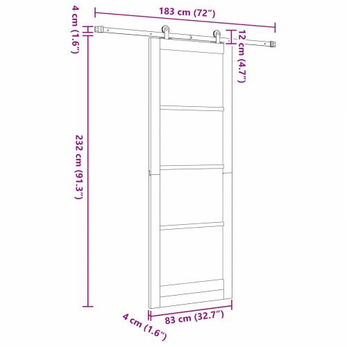 Klizna vrata s setom hardvera Bijela 83x232 cm Čvrsti drvo Bor Cijena