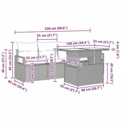 set vrtnih sofa sa jastučićima Bež Poli Ratan Cijena