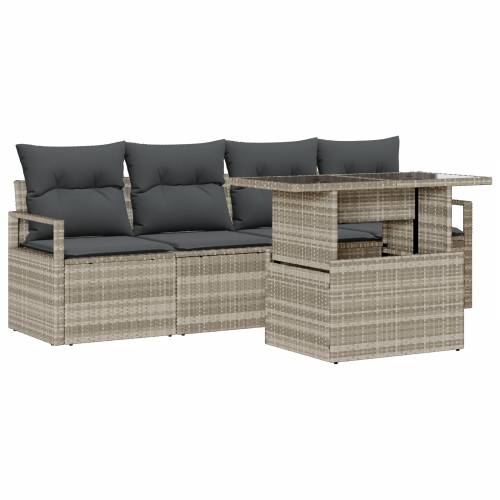 Vrtna garnitura - 5-dijelni set vrtnih sofa s jastučićima svijetlo siva poli ratan Cijena
