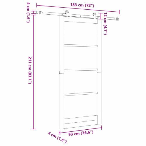 klizna vrata sa setom hardvera Bijela 93x211 cm Od čvrstog drveta bor Cijena