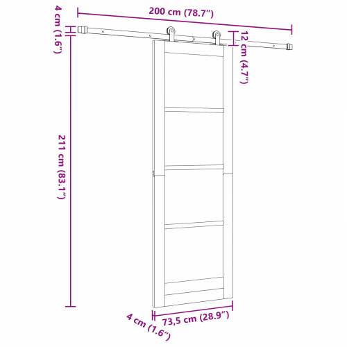 Klizna vrata s montažnim setom 73.5x211 cm od čvrste borovine Cijena
