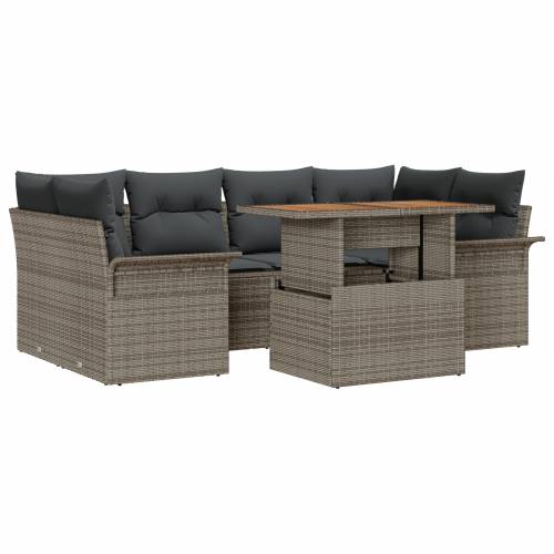 Vrtna garnitura - 7-dijelni set vrtnih sofa s jastucima siva poli ratan Cijena