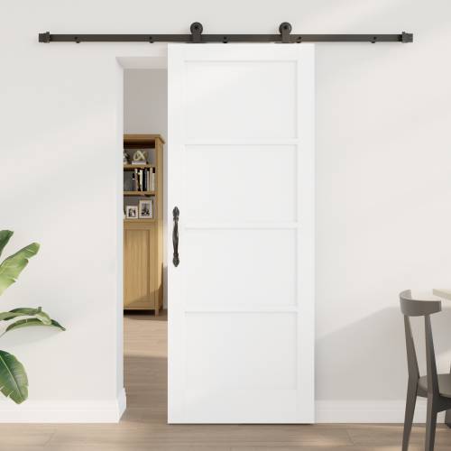 Klizna vrata s setom hardvera bijela 78x202 cm od masivnog drva bor Cijena