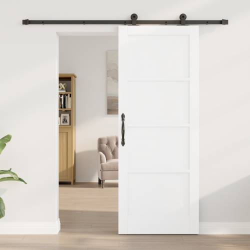 Klizna vrata s setom hardvera bijela 78x202 cm od masivnog drva bor Cijena